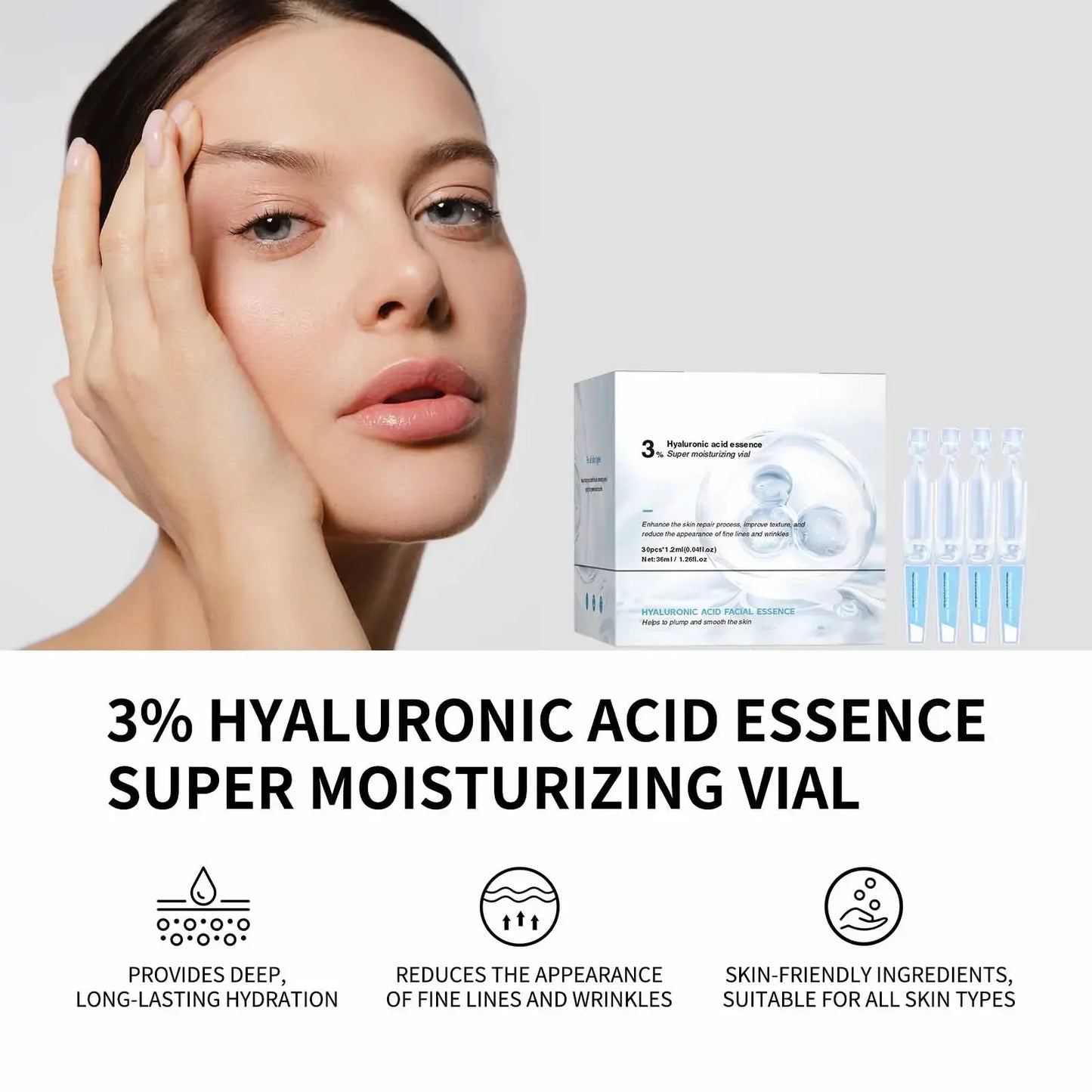 Skin Care Hyaluronic Acid Liquid Serum Facial Moisturizing Lifting Glow Up Facial Essence Quick Absorption Dermapen Serum