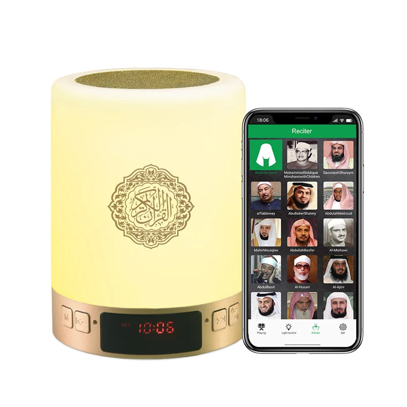 Islamic Wireless Portable Quran Speaker LED Night Light Koran Lamp With AZAN Clock Mp3 Player Muslim Gift Veilleuse Coranique