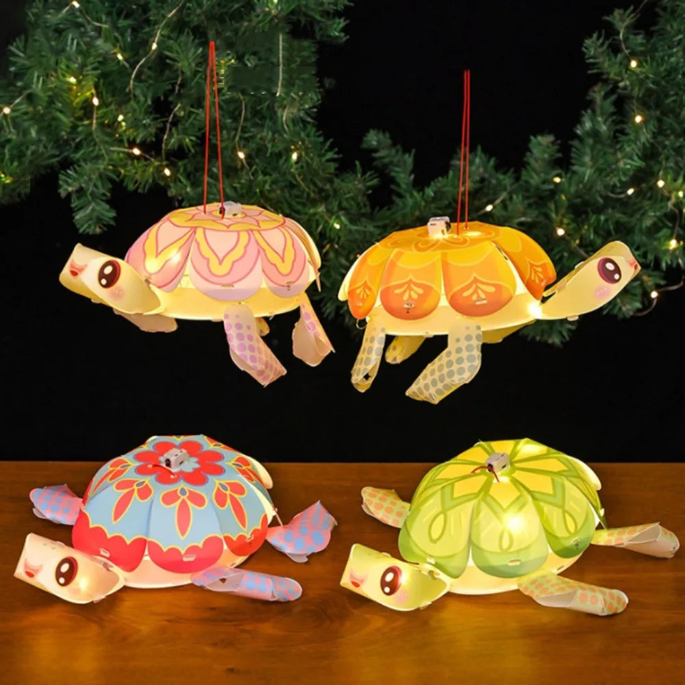 Cartoon Middle Autumn Festival Lantern LED Light Cute Festival Lantern Material Kits Luminous DIY Craft Hanging Lamps