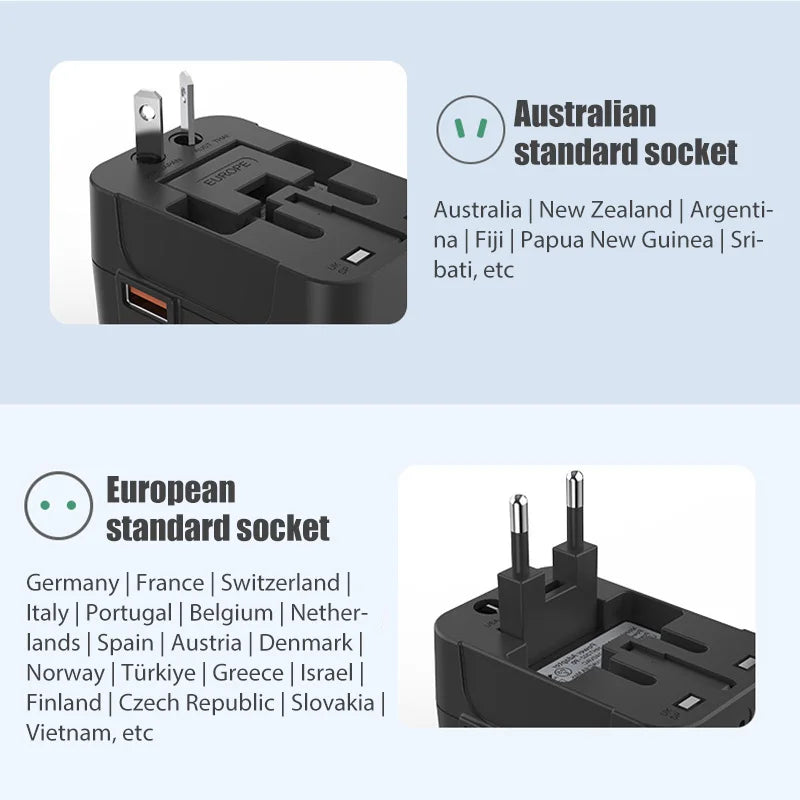 Multinational Travel Conversion Plug Multifunctional Travel Conversion Plug Universal Conversion Plug Worldwide EU UK US AU