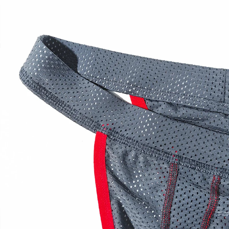 Men's Low Waist Thongs Breathable Nylon Mesh T Briefs Comfortable Underwear