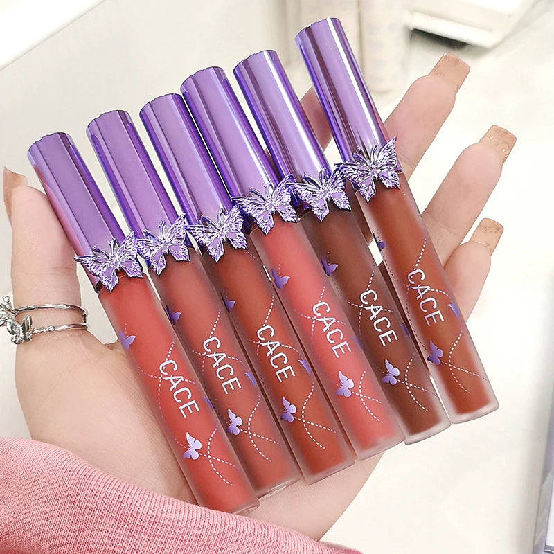 6 Colors Sexy Red Liquid Lipstick Moisturizing Lip Glaze Tint Long Lasting Matte Lip Mud Waterproof Velvet Lipstick Lips Makeup