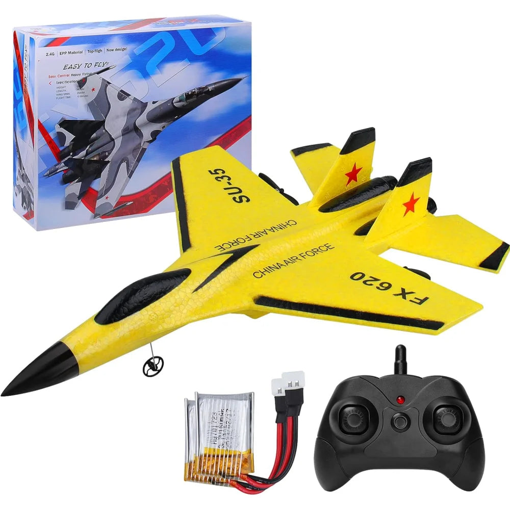 RC Foam Aircraft SU35 Plane 2.4G Radio Control Glider with Night Lights Remote Control Fighter Glider Easy to Fly for Boys Gift