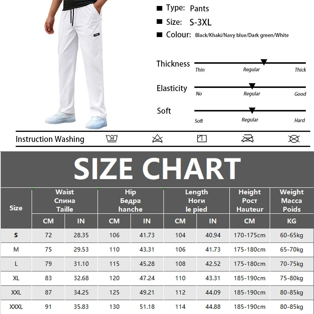 Men's Casual Pants Sweatpant Breathable Sports Trouser Elastic Waist Straight Wide Joggers Running  Workout Long Pants Men