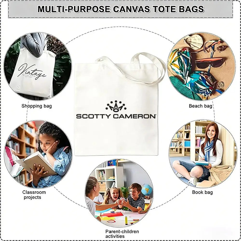 Sport S-Scotty C-Cameron Storage Bags Reusable Canvas Tote Suitable for School Class Commuting Shopping as Gifts