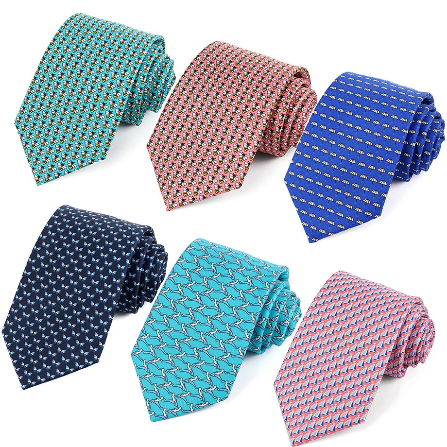 Tailor Smith 100% Silk Ties For Men Fashion Necktie With Bee butterfly sailboat  Animal Pattern Tie Father's Day Birthday Holida