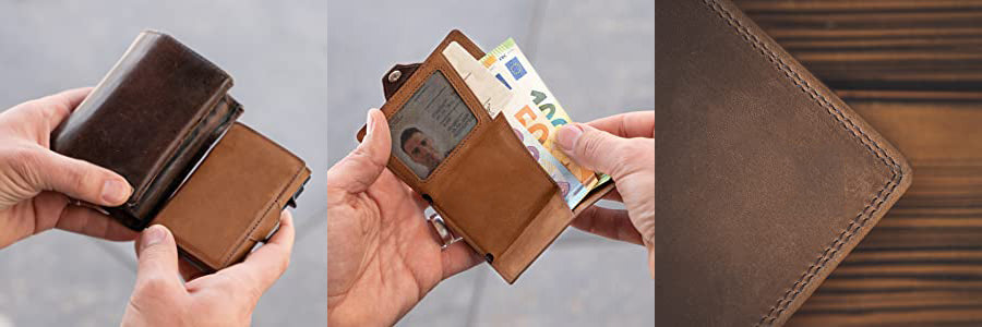 100% Cow Genuin Leather Rfid Credit Card Holder Men Wallets Coin Pocket Bank Cardholder Minimalist Wallet Metal Case Male Purse