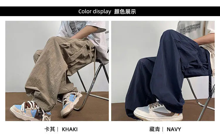 American Workwear Pants Men Summer New Thin Trendy Loose Straight Casual