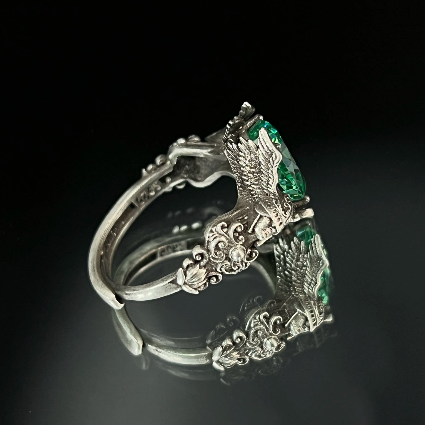 Sterling silver 925 original design hand-made Gothic dark soldiers set with diamonds ring