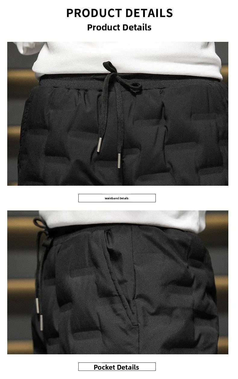 Men's down Pants Winter Outdoor Wear Thickened Large Size High Waist Warm Cold Proof Windproof Cotton Pants Harlan Style
