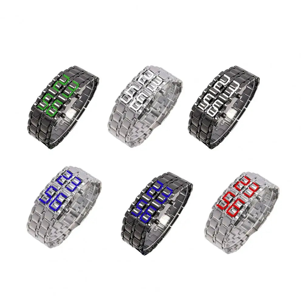 Men Digital Watch Large Screen Electroplated Men Watch Male Binary Steel Band Electronic Sport Watch Relogios Masculino