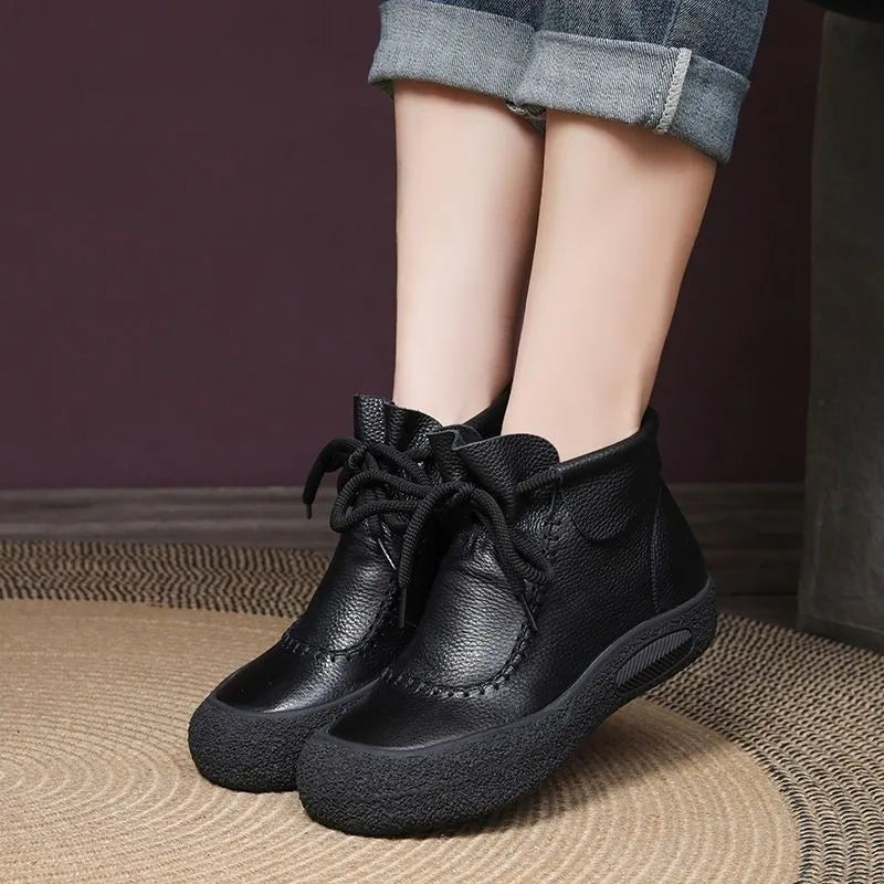 2024Women's Shoes National Style Antiskid Soft Soled Flat Shoes Casual Short Boots Autumn and Winter New Women's Boots