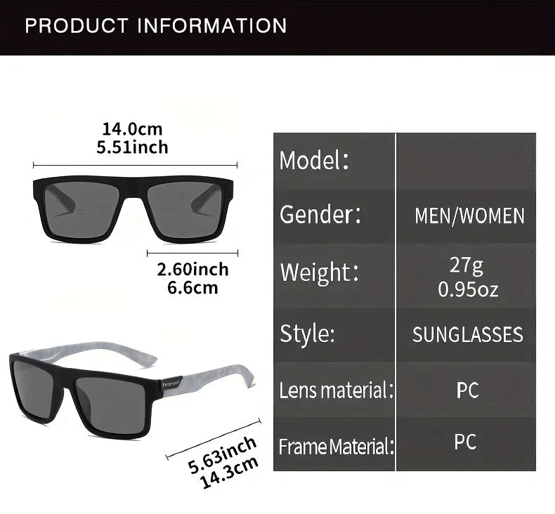 2025 Polarized Sports Glasses for Men, TAC Lens, PC Frame, Classic Square Design, Full Coverage, Fishing, Climbing, Outdoor