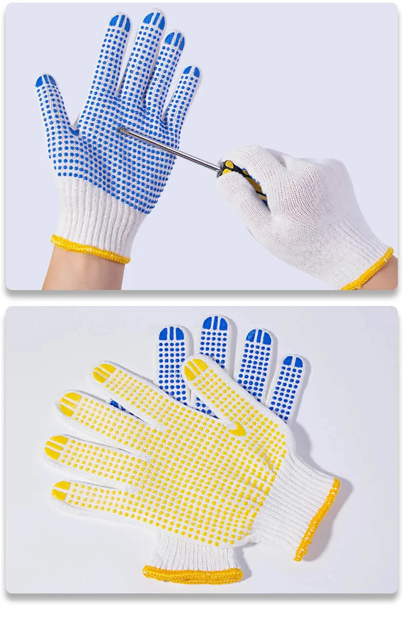 10 pairs of household gardening labor protection elastic rubber dot gloves work professional anti-slip wear-resistant Mittens