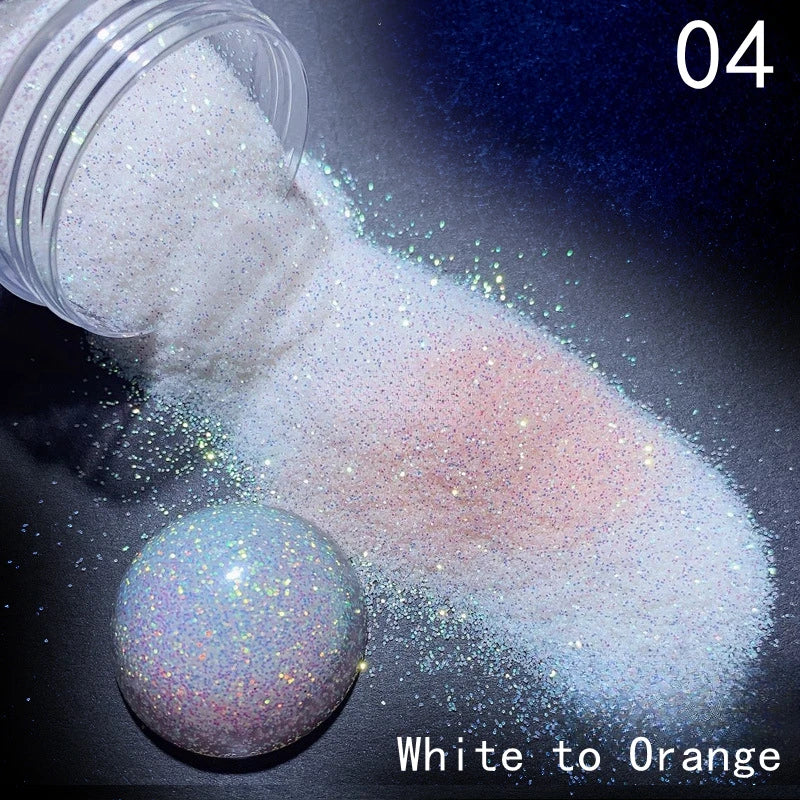 10g/box UV Sensitive Color Temperature Changing Powder DIY Handmade Nail Art Glitter Powder UV Light-changing Cosmetic Pigments