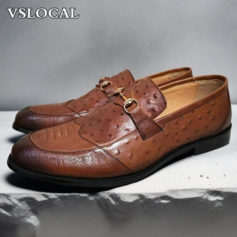 Luxury Men Loafers Shoes Black Horsebit Real Leather Loafers Slip on Casual Men Shoes Dress Wedding Office Shoes For Man