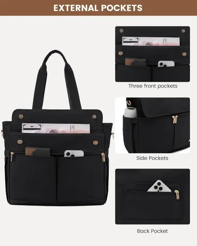 Women Laptop Tote Bag Large Capaci Handheld Shoulder Casual Crossbody Bag Commuter OL Inner Ket Nylon Fabric for 15.6 Inch Bag