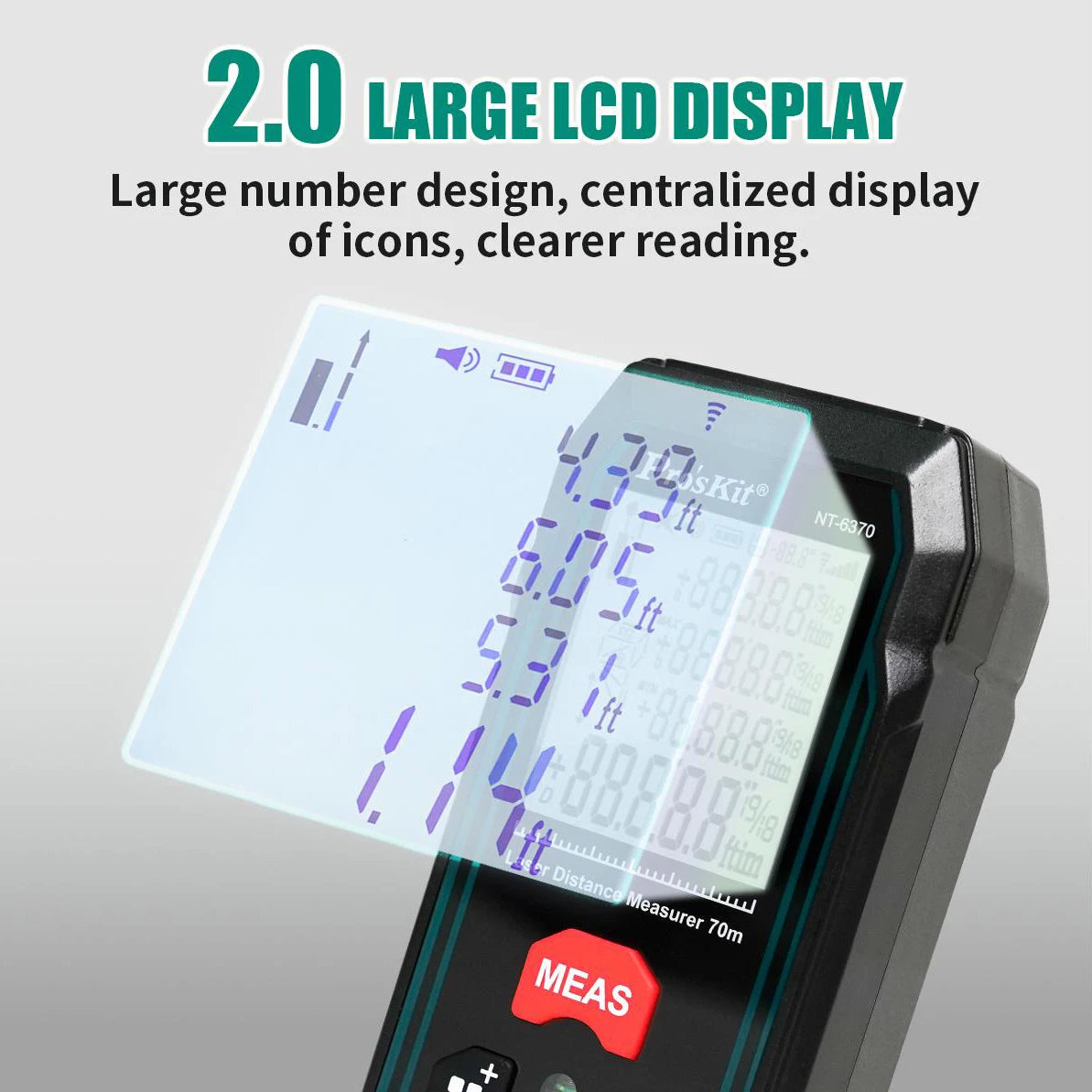 Pro'skit NT-6370 Laser Rangefinder 70M Handheld Laser Distance Meter Digital Range Finder Tape Measure 0.3 Second Flash Test