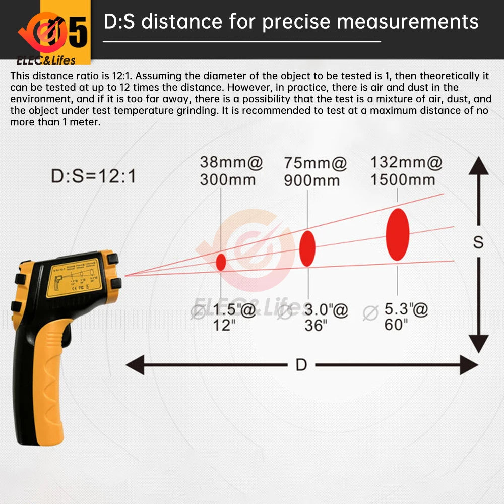 AE320 Series Digital Infrared Laser Temperature Non-contact Industrial Laser Temperature Meter Temperature Gun Tester -50℃~390℃