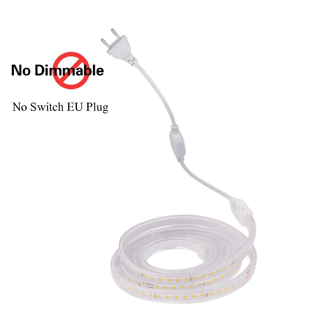 LED Strip AC 220V IP67 Waterproof 2835SMD 120leds/m Commercial Rope Light Flexible Ribbon DIY Christmas Holiday Home Decor Tape