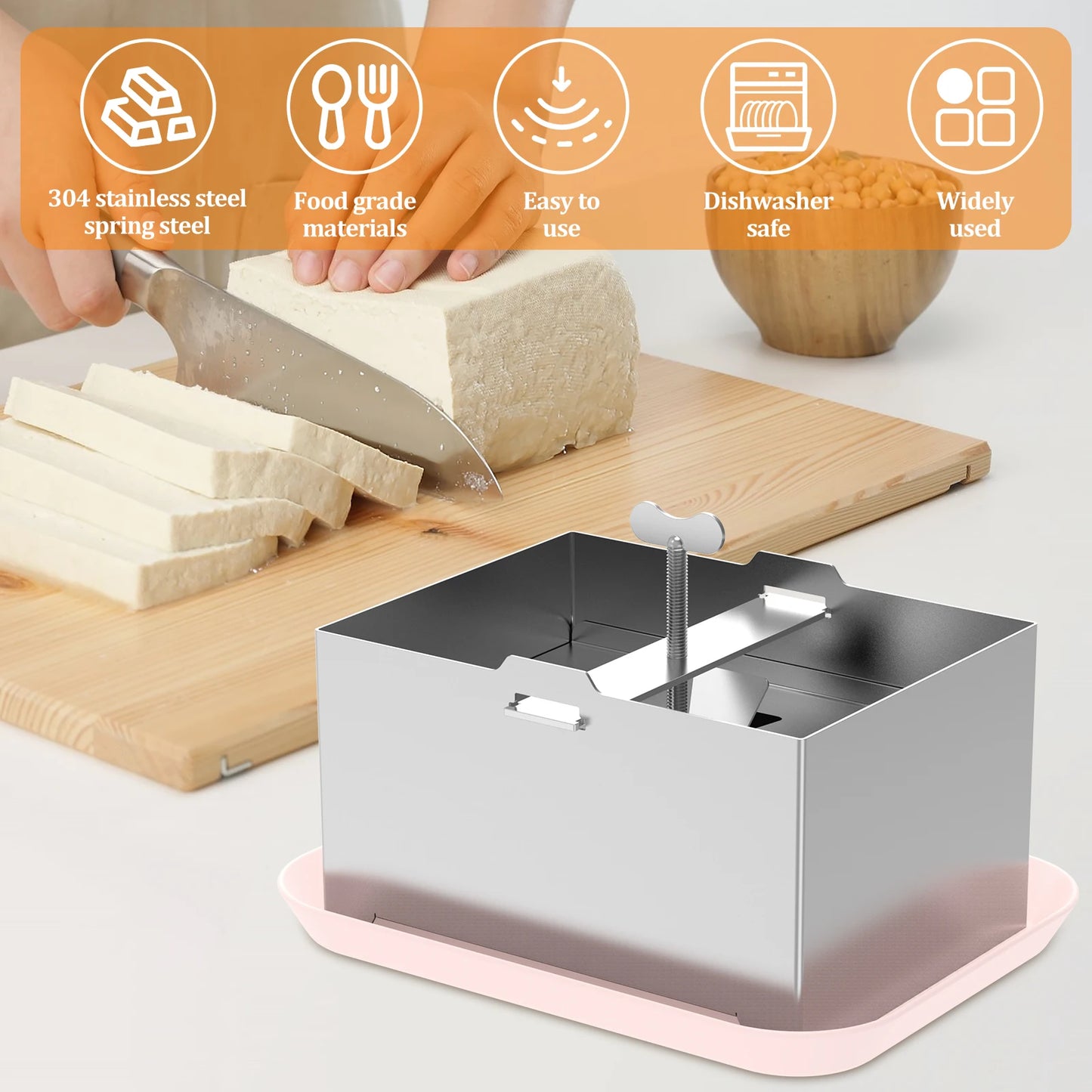 Tofu Press Mould Cheese Making Molds Food Grade Stainless Steel Tofu Maker Press Mold Kit Homemade Tofu Mold Kitchen Tool Set