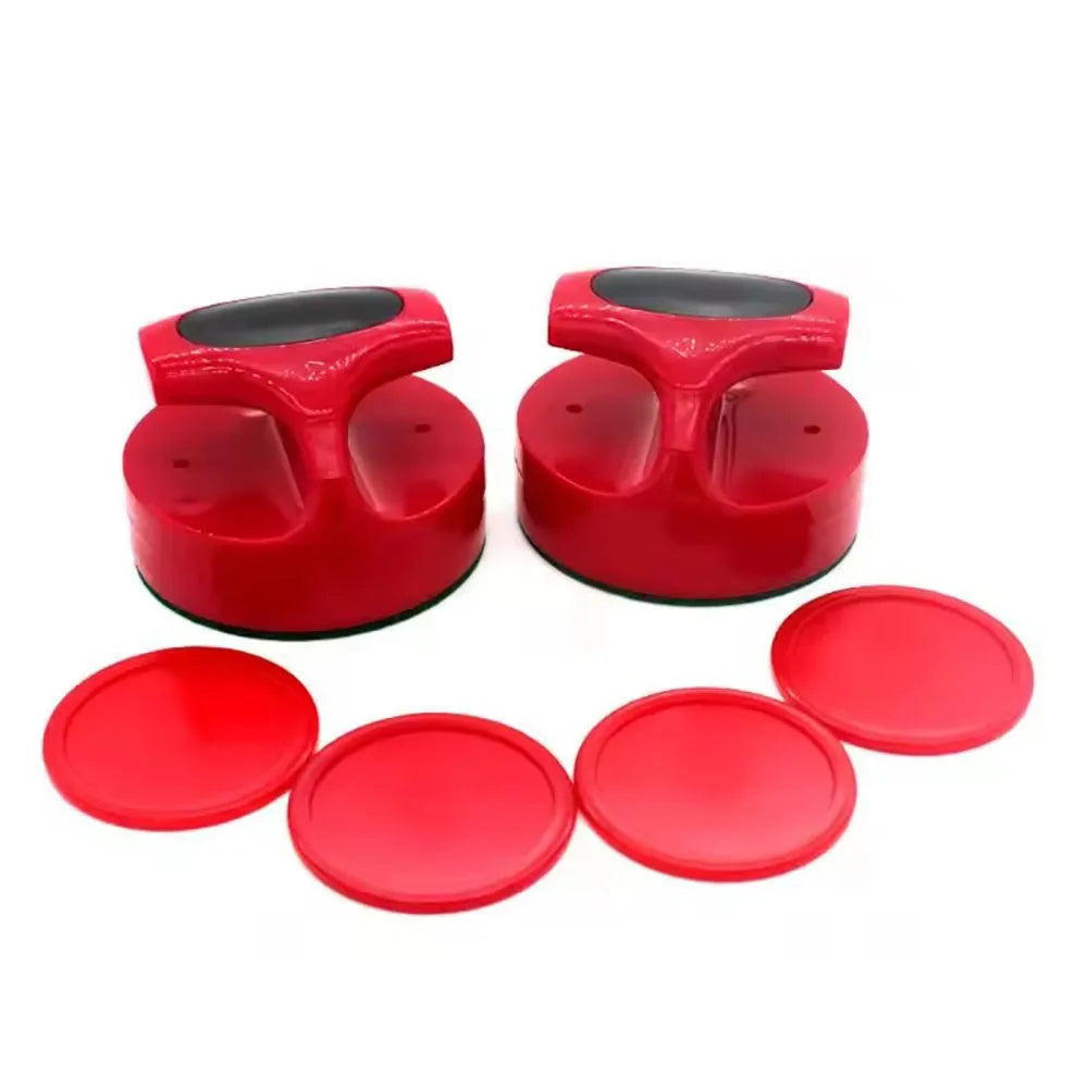 Air Hockey Pushers and Hockey Discs, Large Goalkeeper Handles, Pallets, Game Table Spare Accessories (2 Strike 4 Puck)