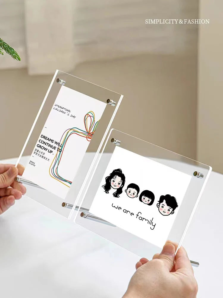 Acrylic Picture Frames,Color Desk Picture Frames with Stand,Modern Frameless Floating Frame for Desktop Display Gift Home Office
