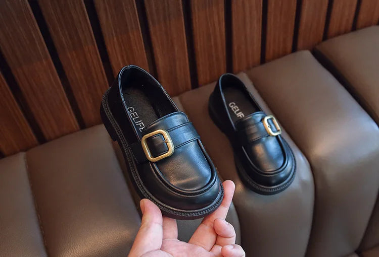 British Style Retro Girls Shoes Spring Autumn Princess Leather Shoes Children Black Soft Dance Loafers for 3-12 Ages Kids Shoes
