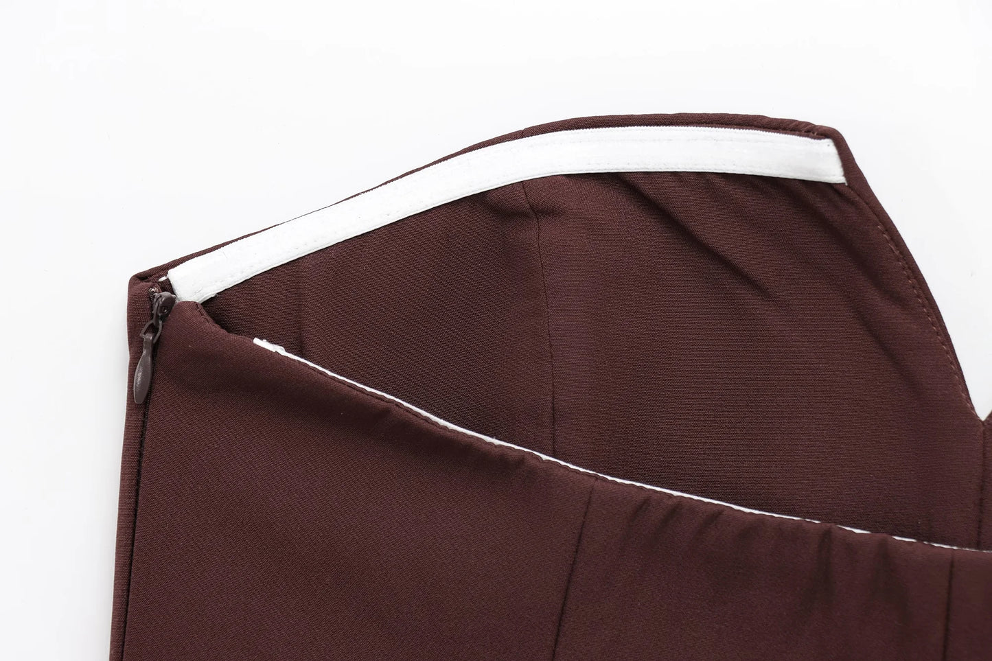 KONDALA-Women Elegant Chocolate Skirt Set Tube Top + Elastic Waist Satin Hip Skirt New 2025 Spring Summer Slim Mocha Mousse Set