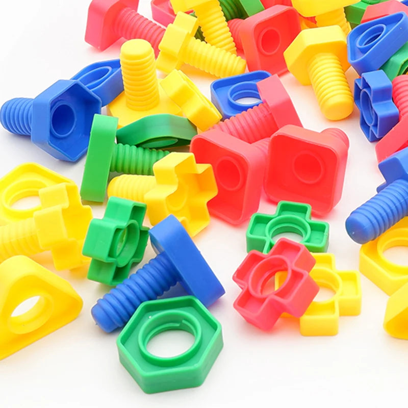 Montessori Education Jumbo Nuts And Bolts Toys Plastic Screw And Nuts Occupational Therapy Fine Motor Skills Development
