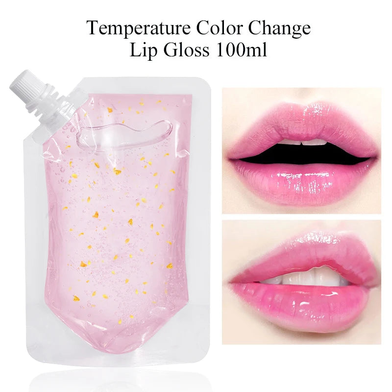 DIY Clear Lip Gloss Base Oil Color Change Lip Gloss with Gold Foil Moisturizing Lipstick Material Gel For Lip Gloss Base 100ml