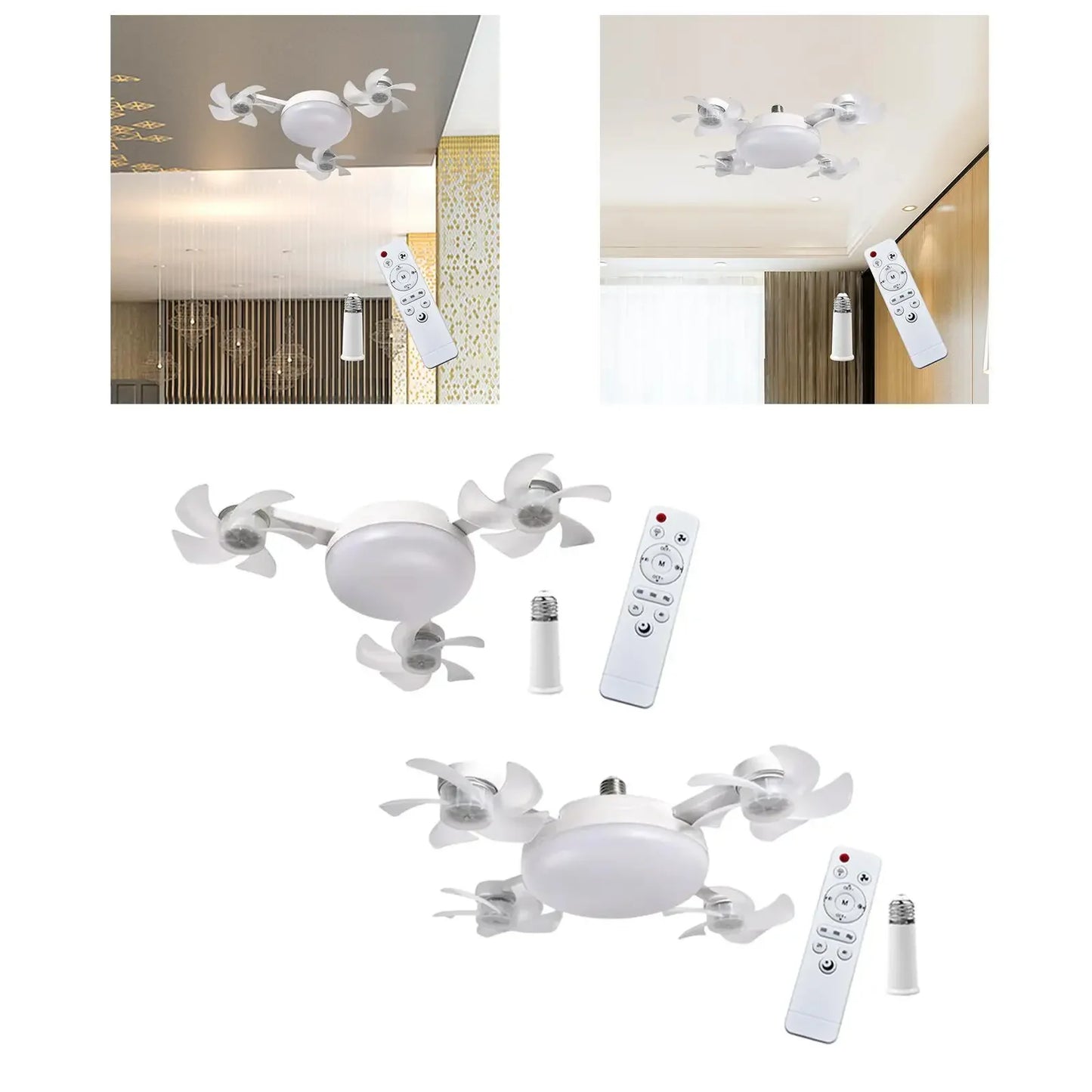Ceiling Fan with Light and Remote Control with Extension Rod Modern 3 Colors Fixture for Garage Living Room Home Indoor Bedroom