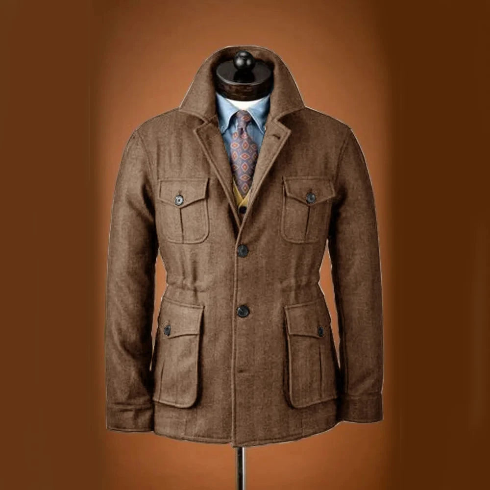 Men's Tweed Jacket Tuxedo Woolen Suit High Quality Costumes Wool Single Breasted Casual Slim Fit Male Blazers Autumn Winter
