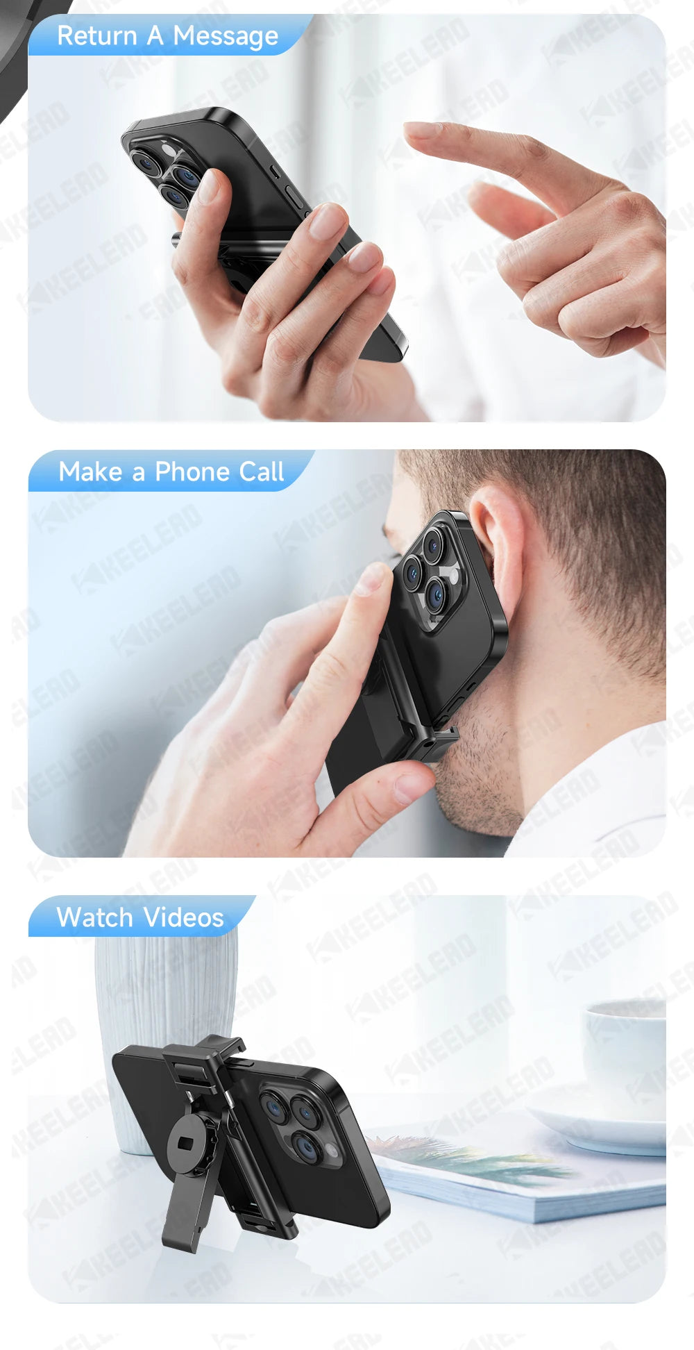 Tripod for Mobile Phone 360°Auto-Rotation Shooting C17 Quadrapod Selfie Stick Phone Stand AI Face Following, with Remote Control