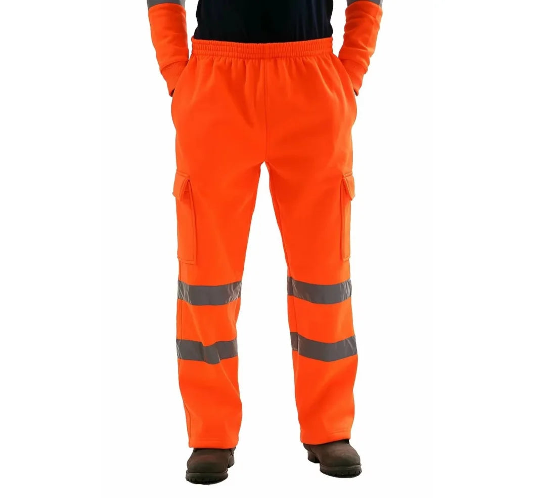 Mens Work Uniform Bottoms Safety Sweat Pants Striped Reflective Pants Loose Mens Jogging Trousers Joggers Patchwork Workwear