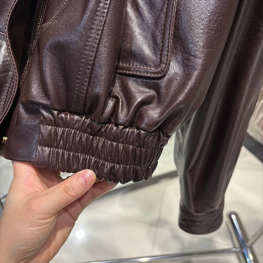 YOLOAgain 2025 Autumn Oversized Suede Jacket Women Real Leather Bomber Jacket Female