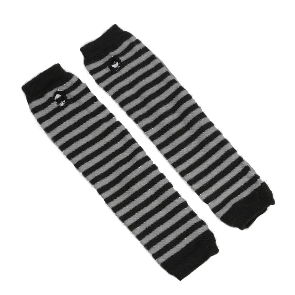 Winter Warm Long Sleeves Gloves for Man Women Fingerless Stripe Hip-Hop Knitted Elbow Mittens Elastic Outdoor Warmer Arm