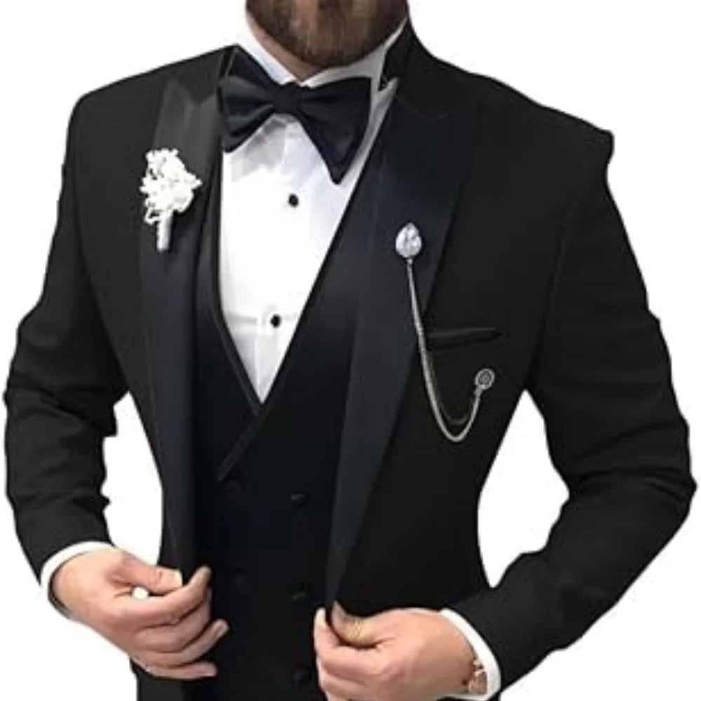 Elegant Suits For Men Wedding 3 Pieces Jackets Vest Pants Blazers Outfit Groom's Classic Full 2025 Formal Costume