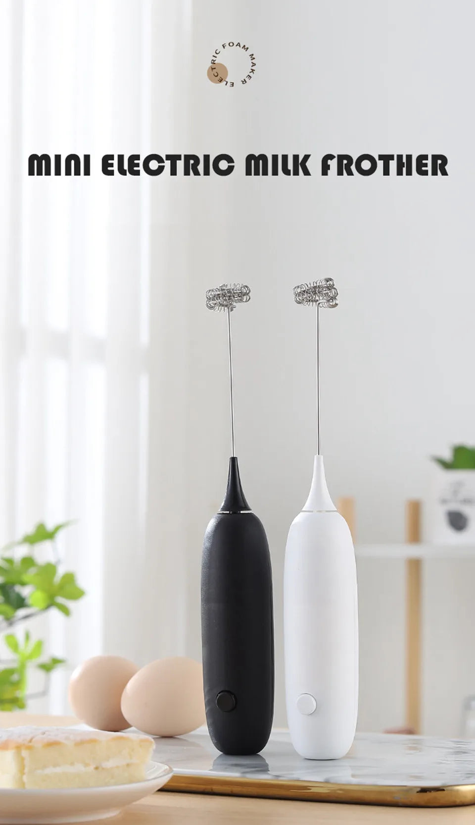 Milk Frother Handheld Cappuccino Maker Coffee Foamer Egg Beater Chocolate Stirrer Mini Portable Food Blender Kitchen Whisk Tool