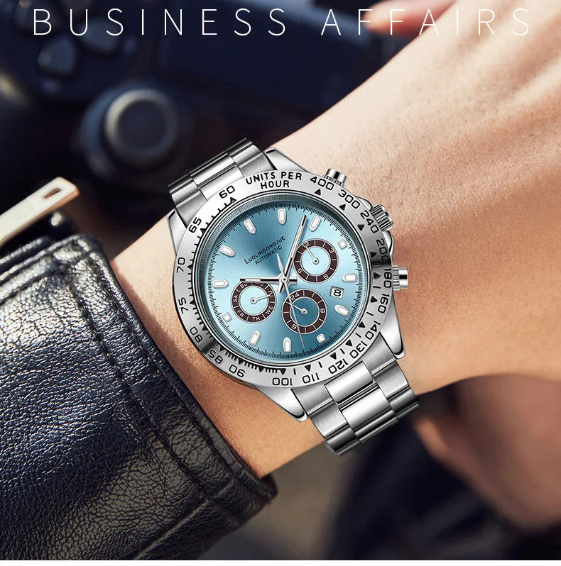 Fully automatic mechanical watch, business-style, luminescent, waterproof, men's mechanical watch, sapphire crystal glass mirror