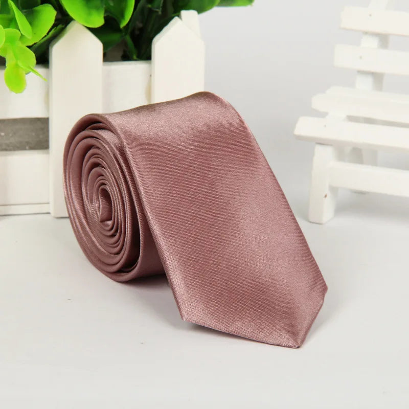 5cm Men tie silk polyester necktie classic formal solid plain pink black sage wedding party gift Slim Skinny women tie  cravatte