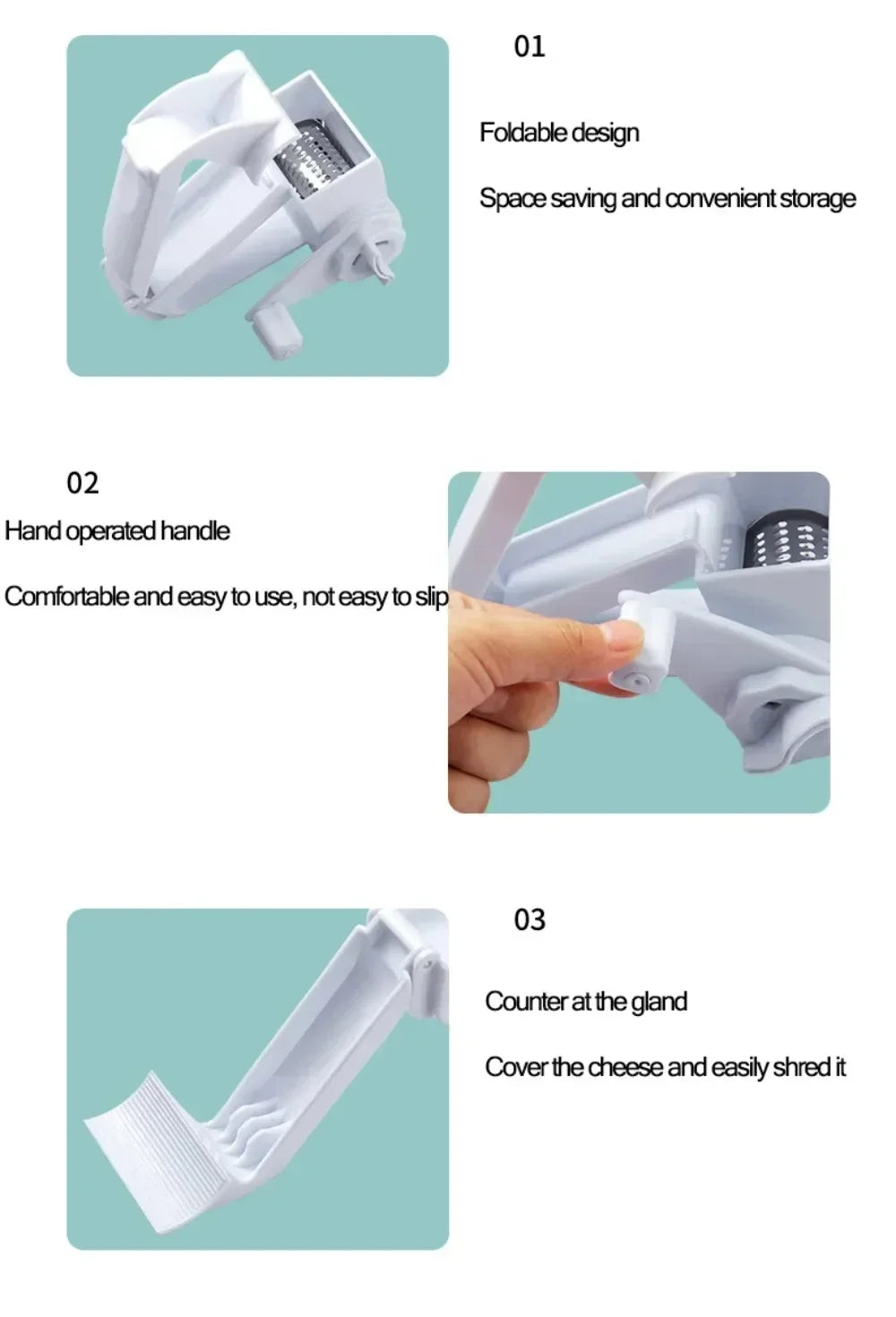 1 and 3 In 1 Kitchen Supplies Plastic Hand cranked rotating cheese planer creative cheese grater Multi functional cheese grater