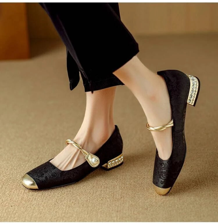 Shoes for Woman Flats Formal Women's Summer Footwear Low Heel Elegant Moccasins Flat Pointed Toe Non Slip on Promotion E 39