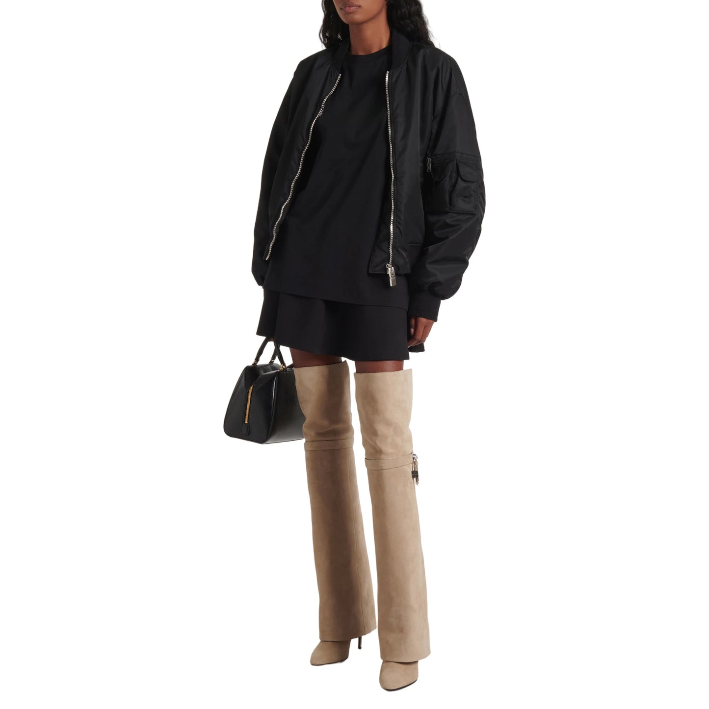 European and American women's fashionable large round toe over knee boots, slim high heels, shark button pants, long boots
