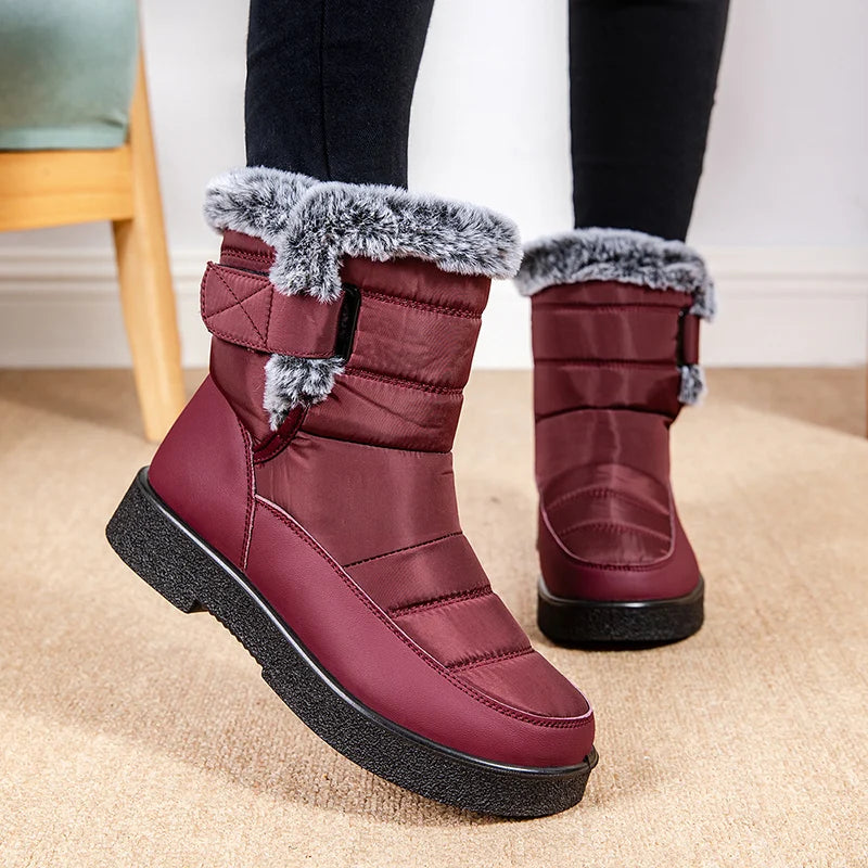 Women's Waterproof Winter Snow Boots Non Slip Platform Warm Ankle Boots Women Thicken Plush Cotton Padded Shoes Botas De Mujer