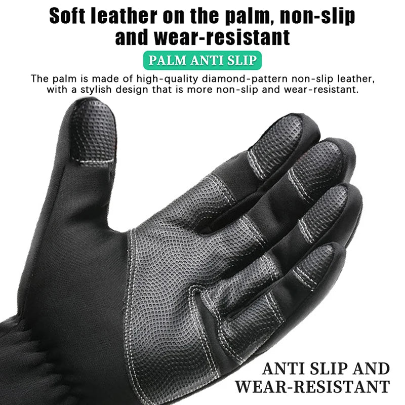 Outdoor Winter Gloves For Men Waterproof Thermal Fleece Lined Resistant Touch Screen Non-slip Motorbike Riding Mountaineering