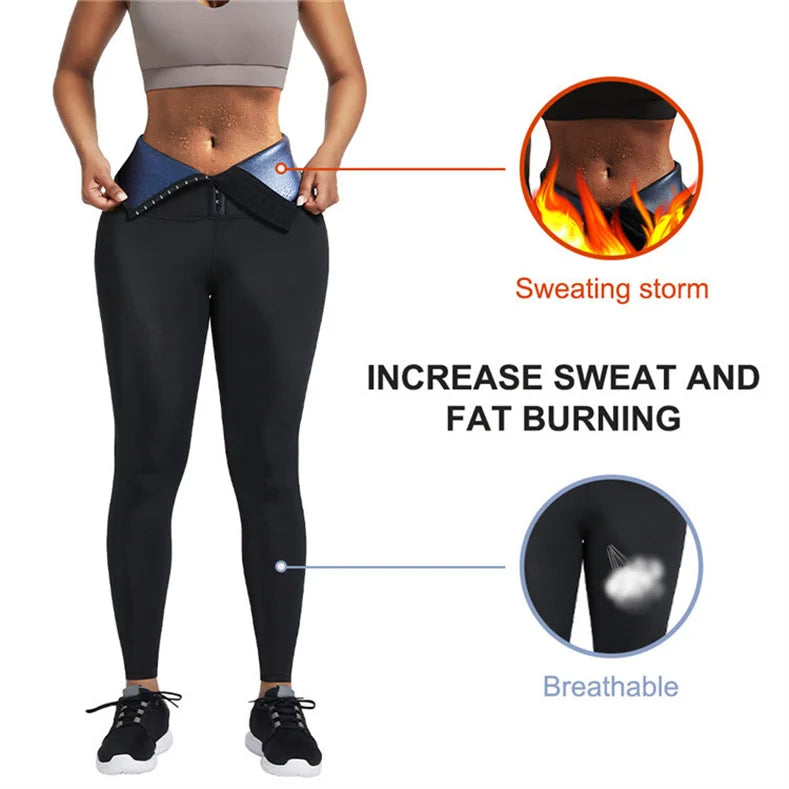 Sweat Sauna Pants Body Weight Loss Slimming Pants Waist Trainer Shapewear Tummy Hot Sweat Leggings Fitness Workout Pants