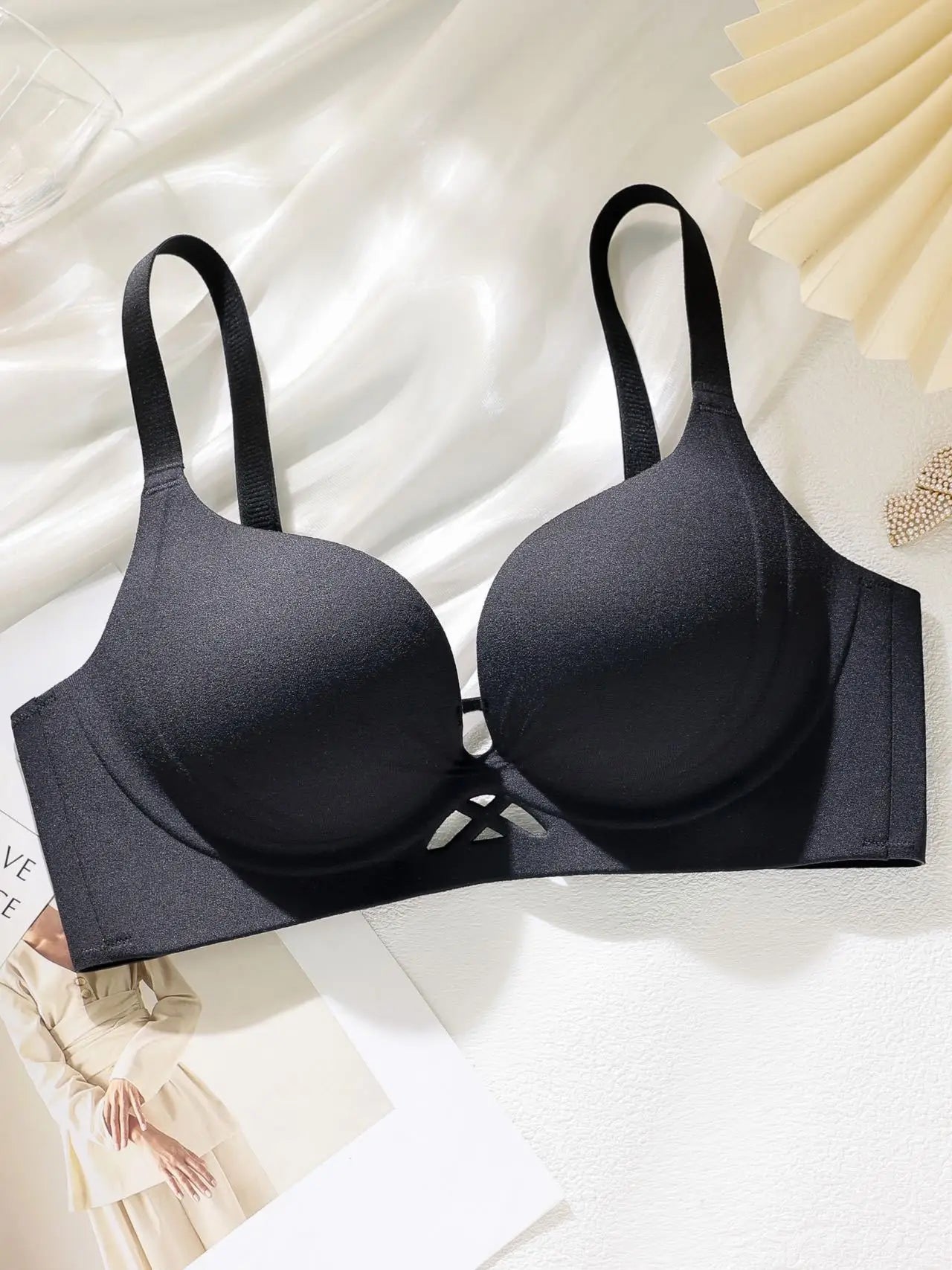Lingerie Set  Women Small Bust Plus Size ,Breathable Seamless Shaping Bra, Push Up Thick Cotton Underwire Comfortable Daily Wear