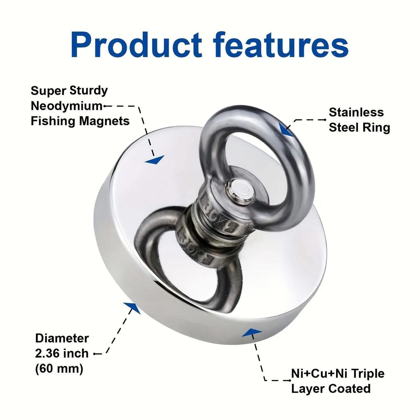 SNJ60/70/75/80/90 Pull Force strong Heavy Duty Search Magnet For River Fishing,widely use for lake,sea,home,office,outdoors