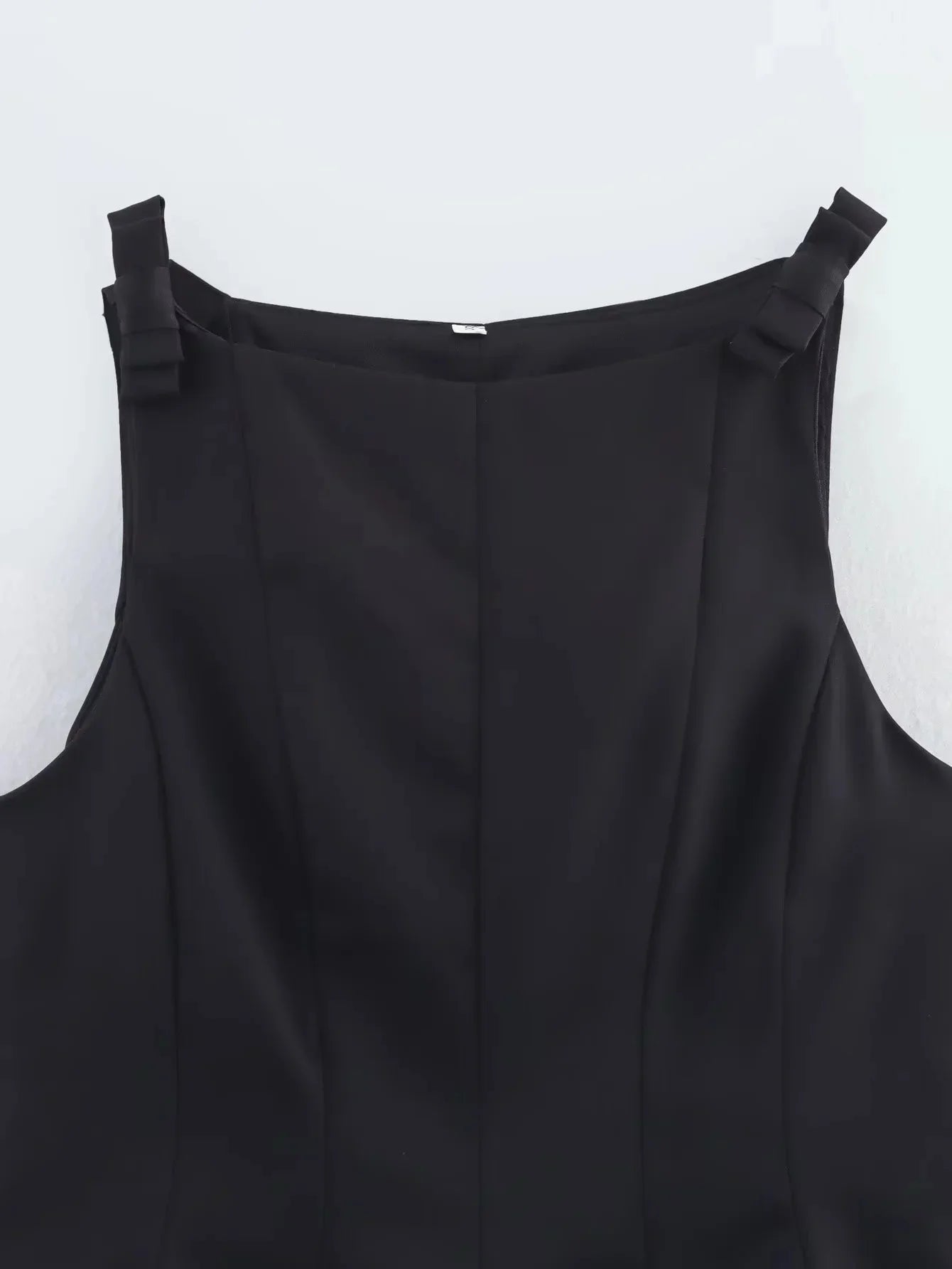 Summer Women Vintage Black Cropped Tops Bow Slim O Neck Sleeveless Off Shoulder Tank Tops Trend Female Casual Chic Vest Top